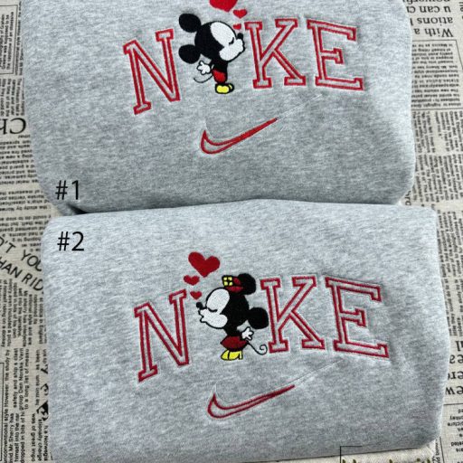 Mickey and Minnie Couple Embroidered Sweatshirt, Disney Couple