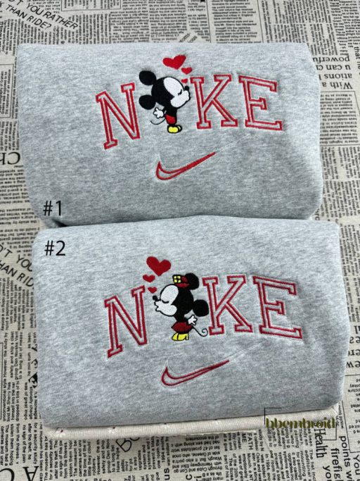 Mickey and Minnie Couple Embroidered Sweatshirt, Disney Couple