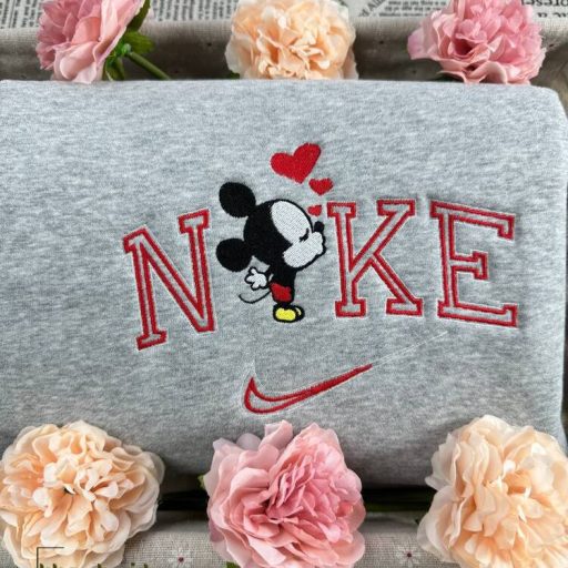 Mickey and Minnie Couple Embroidered Sweatshirt, Disney Couple