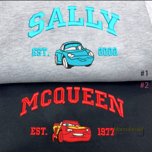 Cars McQueen And Sally Embroidered Sweatshirt, Matching Couple Disney