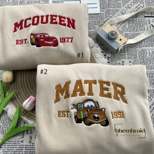 Lightning Mcqueen And Mater Embroidered Sweatshirt, Best Friend Forever, Cars Movie