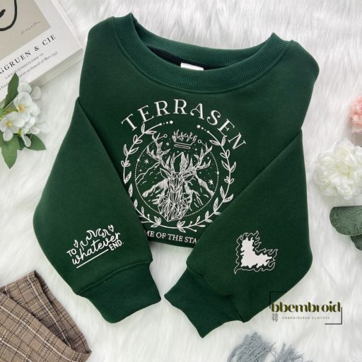 Terrasen Home Of Stag Embroidered Sweatshirt, Fireheart Embroidery, Throne of Glass Book TShirt, To Whatever End Embroidery, Book Lover Gift, BookTok