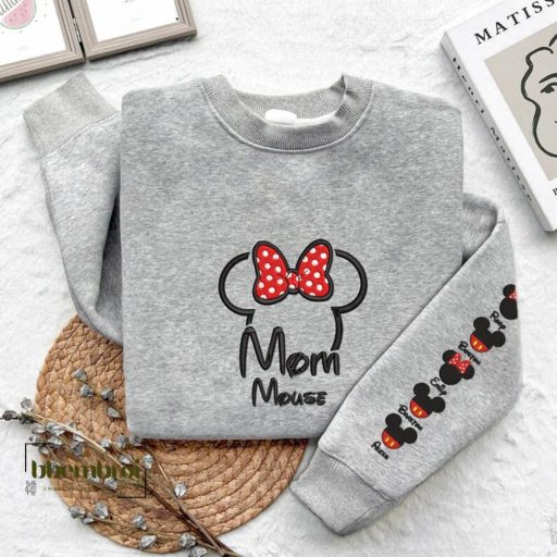 Custom Mom Minnie Mouse Characters embroidered Sweatshirt, Cute Mom Sweatshirt, Mother's Day Gift