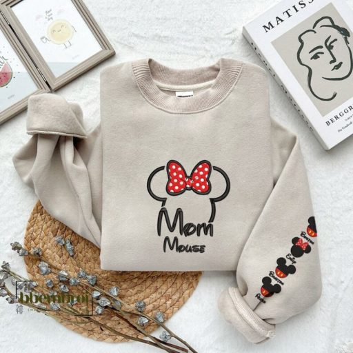 Custom Mom Minnie Mouse Characters embroidered Sweatshirt, Cute Mom Sweatshirt, Mother's Day Gift