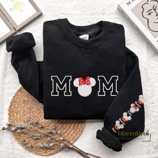 Minnie Mouse Mom Characters Embroidered Sweatshirt, Gift for Mom, Cute Mom Sweatshirt, Mother's Day Gift