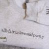 Embroidered Poetry Crewneck | All is Fair Sweatshirt | Love and Poetry TTPD New Album Sweatshirt | Gift for Her | Tortured Poet Shirt