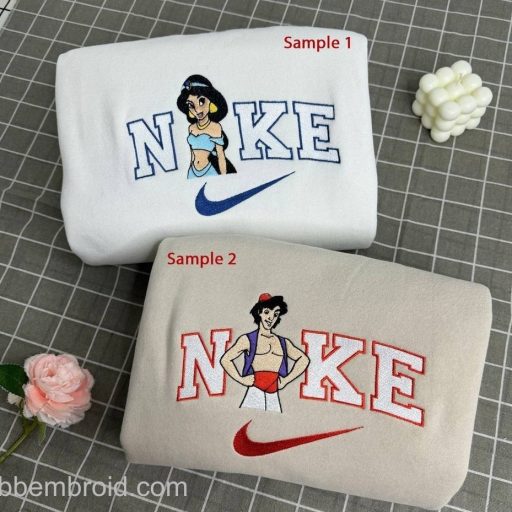 Cheap Jasmine And Aladdin Disney Nike Embroidered Sweatshirts
