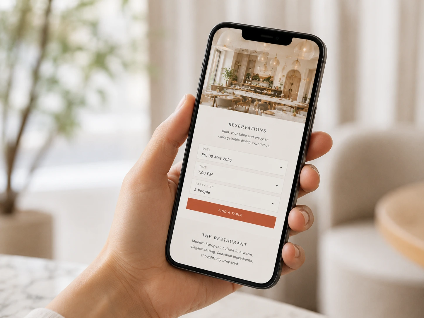 mobile optimised restaurant website