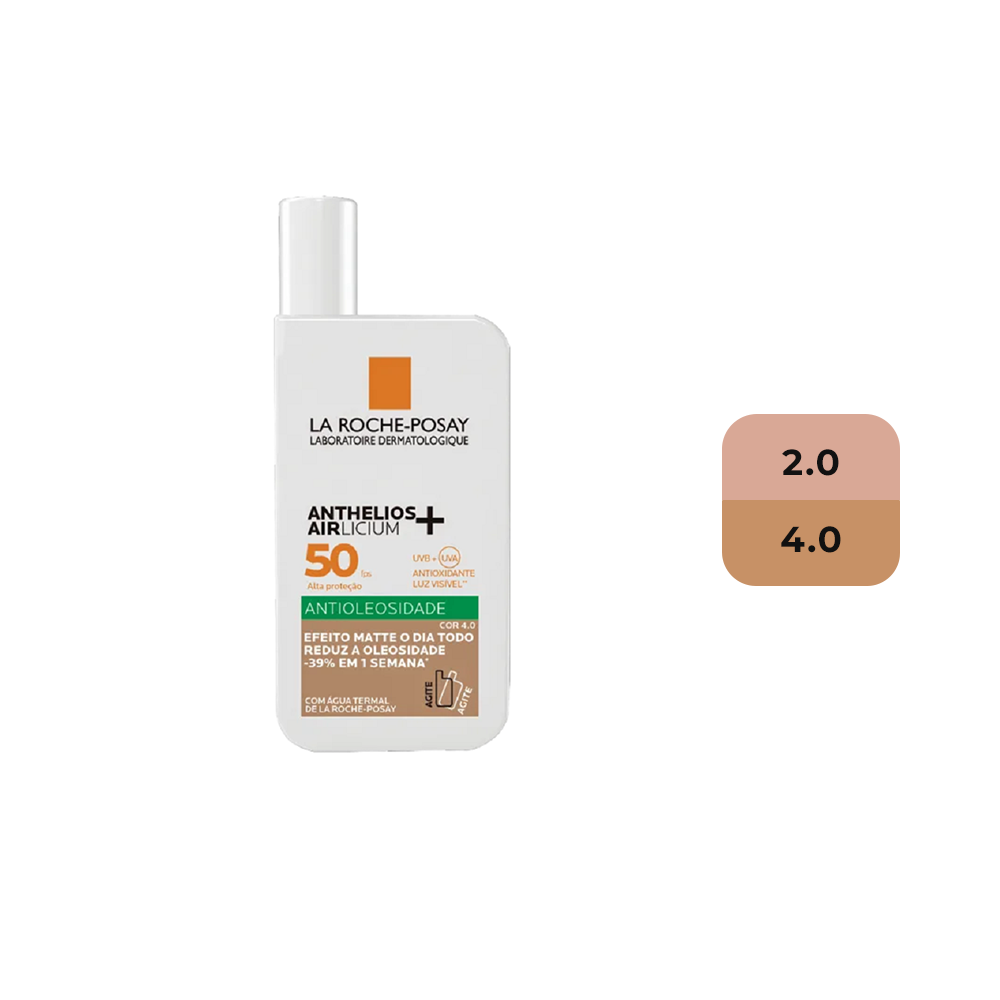 Protetor Solar Facial La Roche-Posay Anthelios Airlicium Fluido Antioleosidade Com Cor FPS50 40ml – miniatura 1