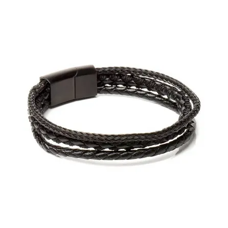 Pulseira de Couro Preta Key Design Armani M – miniatura 1