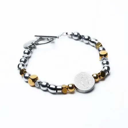 Pulseira de Pedra Dourada e Prata Key Design Mullen P-M – miniatura 1