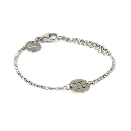 Pulseira de Aço Prata Key Design Signo Gêmeos – miniatura 1