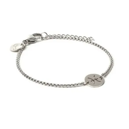 Pulseira de Aço Prata Key Design Signo Peixes – miniatura 1