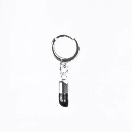 Brinco de Prata e Pedra Natural Preta Key Design SSE Nero – miniatura 1