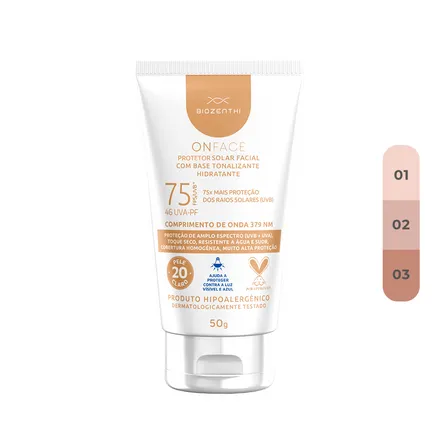 Protetor Solar Facial com Base Tonalizante Biozenthi Onface FPS75 50g – miniatura 1
