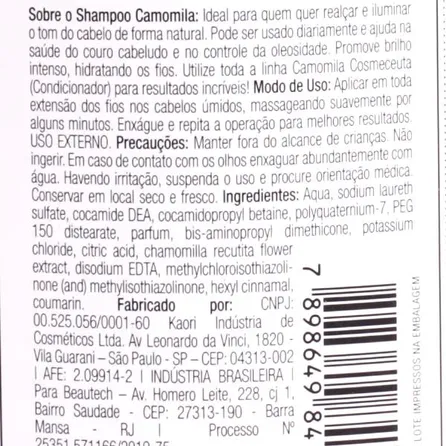 Shampoo Cosmeceuta Camomila 300ml – miniatura 4