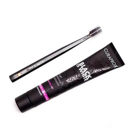 Kit Curaprox Creme Dental Black is White 90ml + Escova Curaprox Ultra Soft CS 5460 – miniatura 1