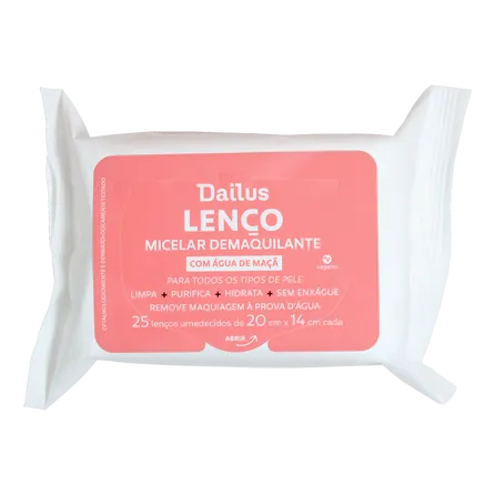 Lenço Micelar Demaquilante Dailus Com Água de Maçã 25 Un – miniatura 1
