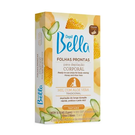 Folhas Prontas para Depilação Corporal Depil Bella Mel com Aloe Vera 16un – miniatura 1