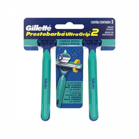 Aparelho de Barbear Gillette Prestobarba UltraGrip 2 Cabeça Móvel C/2 Un – miniatura 1