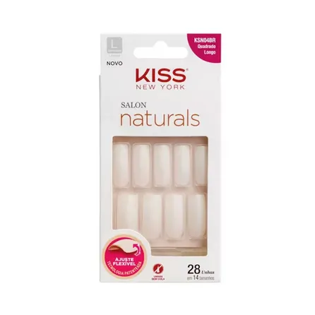 Unha Postiça Kiss New York Salon Naturals Quadrada Longo – miniatura 1
