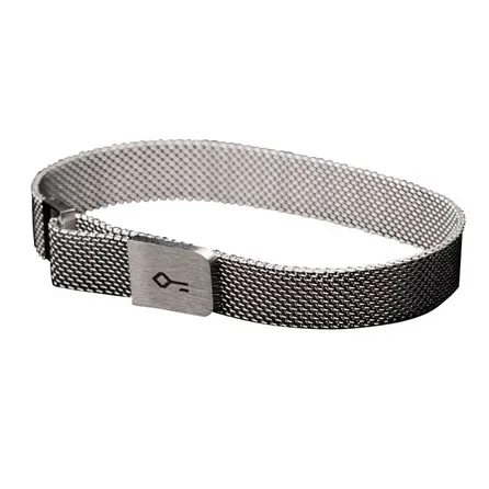 Pulseira Key Design Imã Malha de Aço Prateada – miniatura 1
