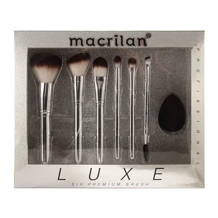 Kit com 6 Pincéis de Maquiagem + 1 Esponja Macrilan Luxe – miniatura 1