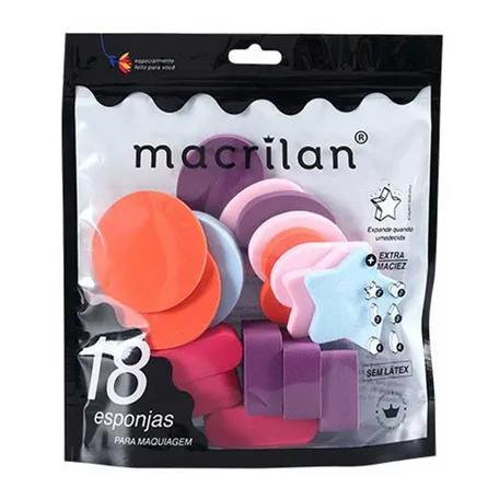 Kit Esponjas de Maquiagem Macrilan com 18 unidades – miniatura 1
