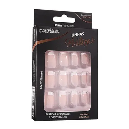 Unhas Postiças Macrilan Tamanho Médio Francesinha UP309A – miniatura 1