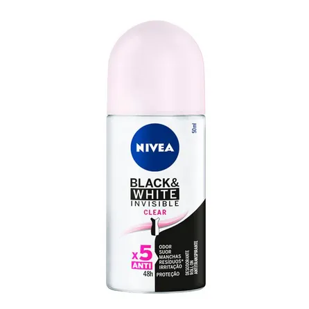 Desodorante Roll-On Nivea Feminino Black & White Invisible Clear 50ml – miniatura 1