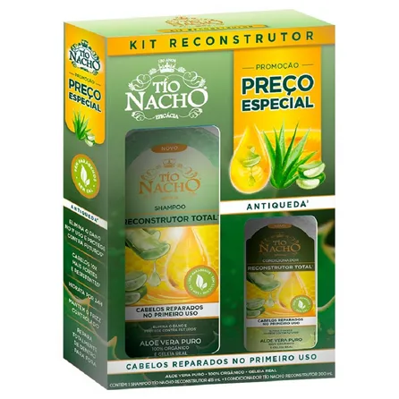 Kit Antiqueda Shampoo 415ml + Condicionador 200ml Tio Nacho Reconstrutor Total – miniatura 1