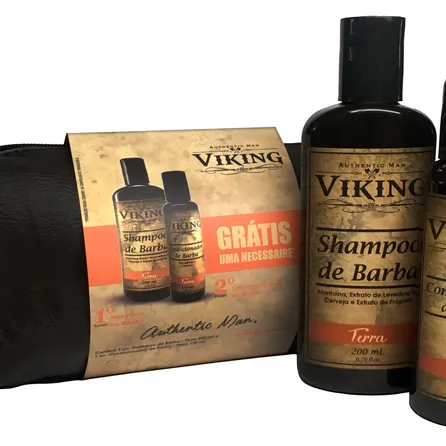 Kit Necessaire Shampoo e Condicionador de Barba Terra Viking – miniatura 1