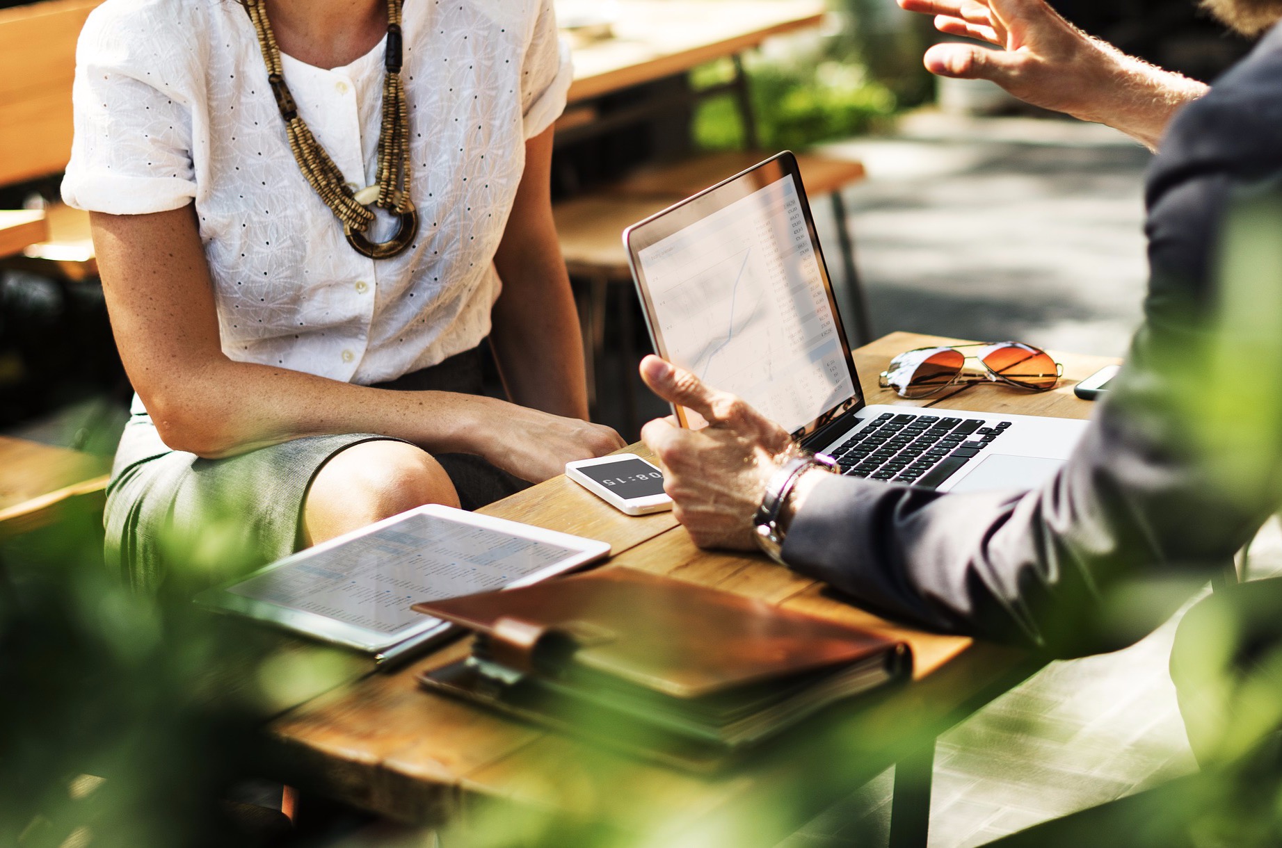 Two people having a business meeting