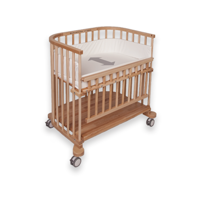 crib near bed