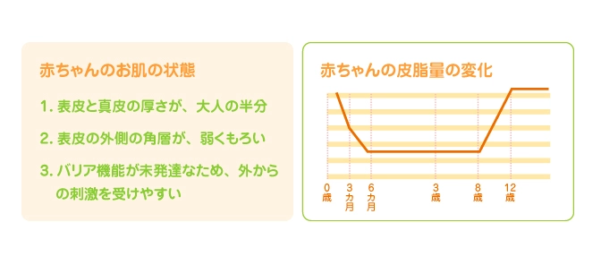 赤ちゃんの皮脂量の変化