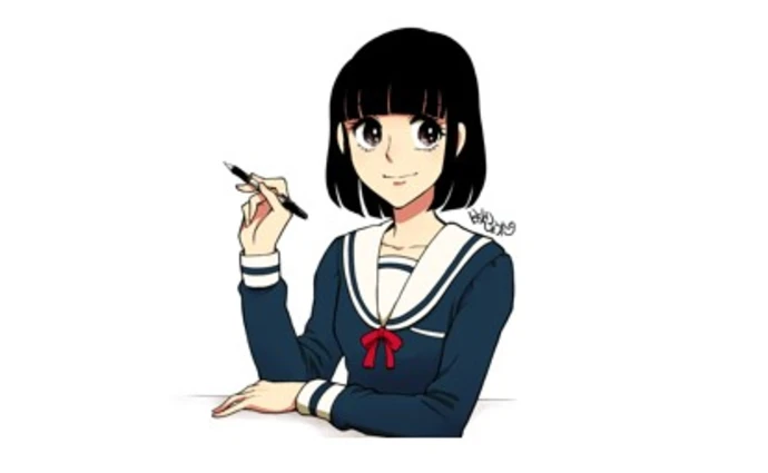 ペン持つ女の子