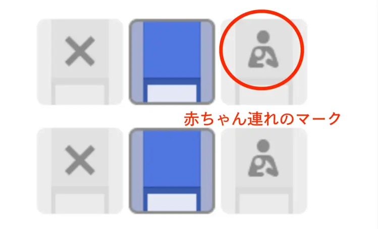 飛行機の座席　赤ちゃん連れのマーク