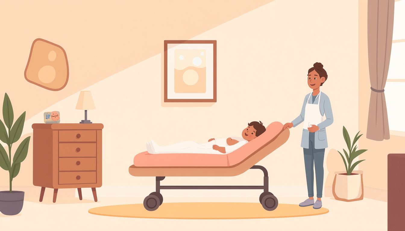 Close-up of a warm compress and birth plan placed beside a hospital bag, symbolizing perineal protection and informed birth choices.