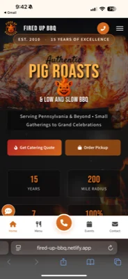 Fired Up BBQ Catering Website - Mobile