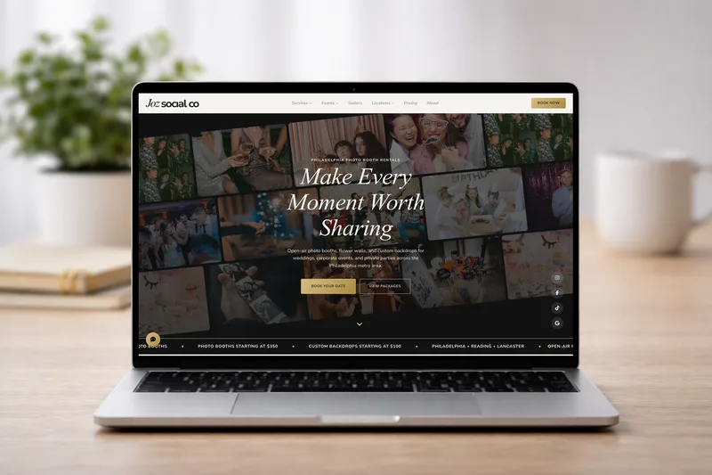 Joz Social Co website on MacBook, iPhone, iPad, and desktop monitor mockups