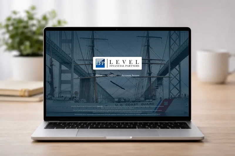 Level Financial Partners website on MacBook, iPhone, iPad, and desktop monitor mockups