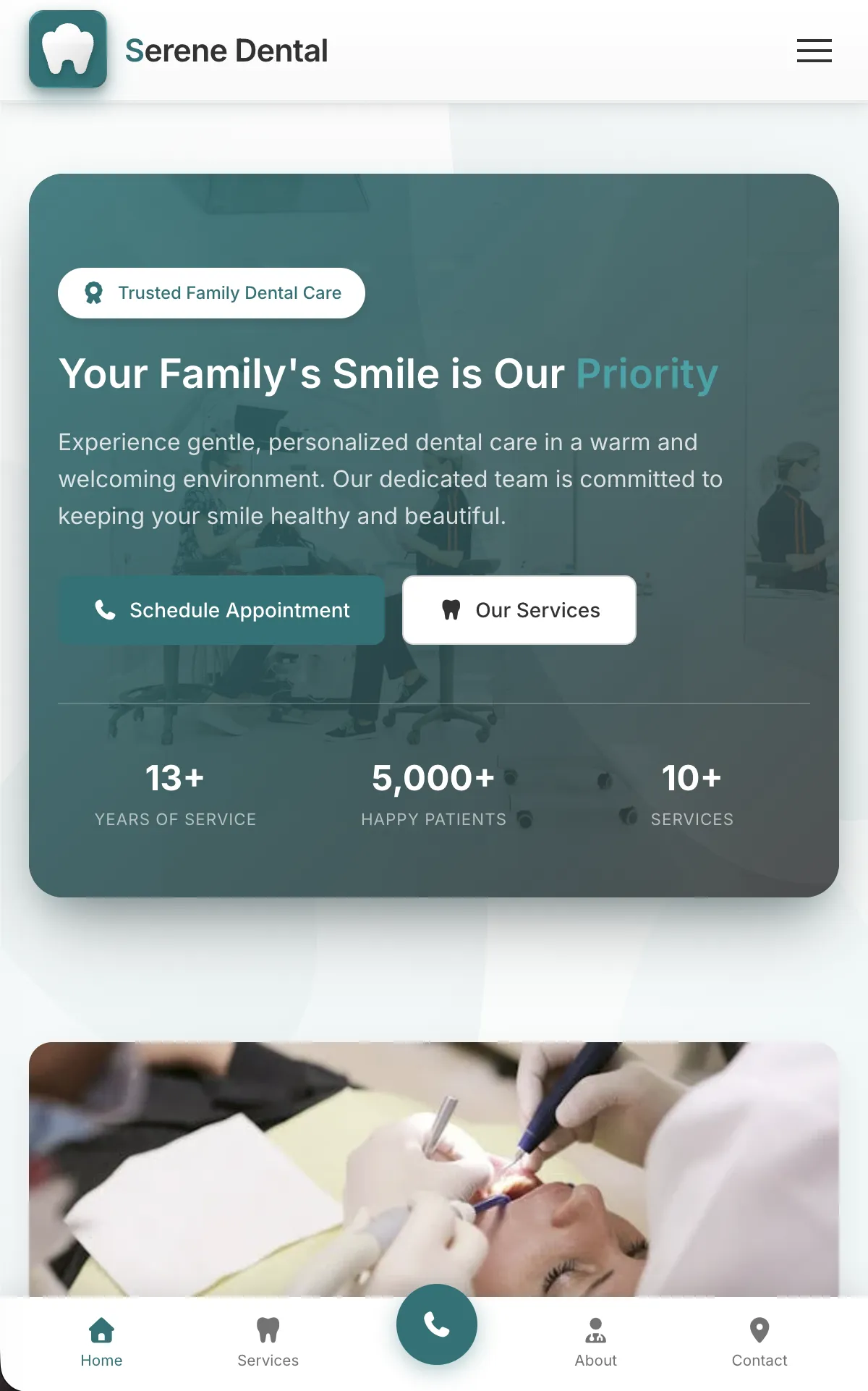 Serene Dental modern website concept with appointment booking