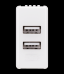 DOUBLE USB POWER SUPPLY - 1 MODULE - SYSTEM WHITE