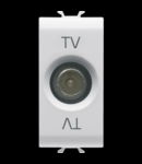 COAXIAL TV Priza, CLASS A SHIELDING - IEC MALE CONNECTOR 9,5mm - FEEDTHROUGH 5 dB - 1 MODULE - WHITE - CHORUS