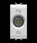 COAXIAL TV Priza, CLASS A SHIELDING - IEC MALE CONNECTOR 9,5mm - FEEDTHROUGH 10 dB - 1 MODULE - WHITE - CHORUS