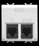 DOUBLE TELEPHONE CONNECTOR - ADSL FILTER - RJ11 FOR TELEPHONE/MODEM - 2 MODULES - WHITE - CHORUS