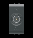 COAXIAL TV Priza, CLASS A SHIELDING - IEC MALE CONNECTOR 9,5mm - FEEDTHROUGH 14 dB - 1 MODULE - BLACK - CHORUS