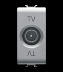 COAXIAL TV Priza, CLASS A SHIELDING - IEC MALE CONNECTOR 9,5mm - FEEDTHROUGH 14 dB - 1 MODULE - TITANIUM - CHORUS