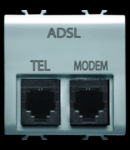 DOUBLE TELEPHONE CONNECTOR - ADSL FILTER - RJ11 FOR TELEPHONE/MODEM - 2 MODULES - TITANIUM - CHORUS