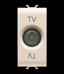 COAXIAL TV Priza, CLASS A SHIELDING - IEC MALE CONNECTOR 9,5mm - DIRECT WITH CURRENT PASSING - 1 MODULE - IVORY - CHORUS